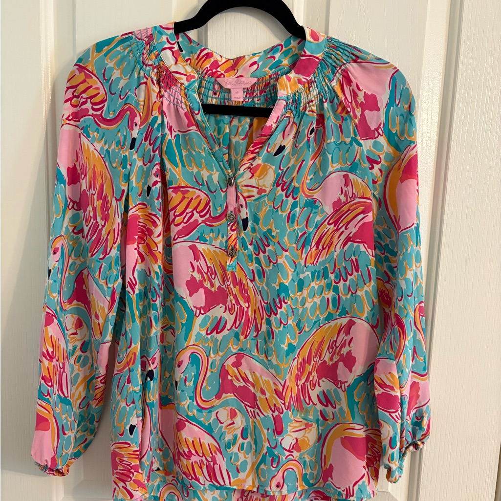 Lilly Pulitzer Silk Elsa Top Peel And Eat Size Xs Euc